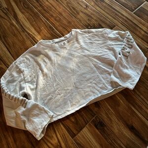 White Cropped Sweatshirt with Sleeve Details Victorias Secret Sport